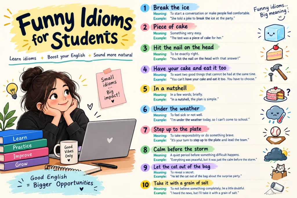 Funny Idioms Examples for Students